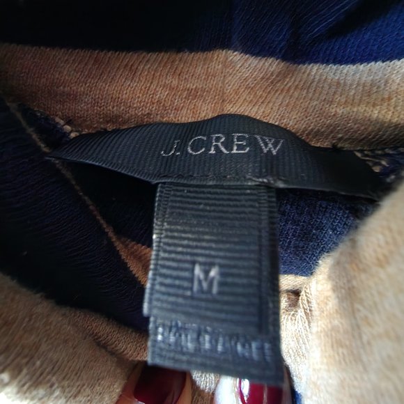 J. CREW Blue and Beige Striped Turtleneck sz M - Picture 3 of 6